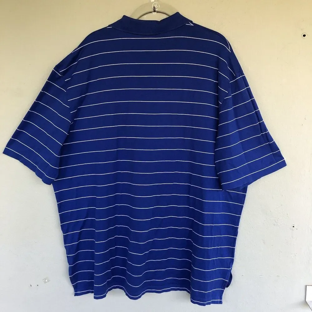 Polo Golf Ralph Lauren Shirt Men XL Blue White Striped Pima Cotton Golf Preppy